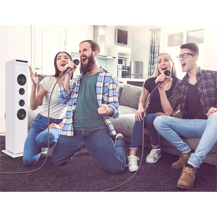 Karaboom CD karaoke uređaj, bluetooth, MP3, USB, punjač, mikrofon, daljinski upravljač, bijela boja BIjela