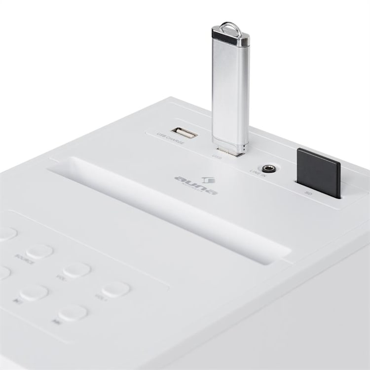 Karaboom CD Karaoke-Anlage Bluetooth MP3 USB-Charger Mikrofon FB weiß Weiß