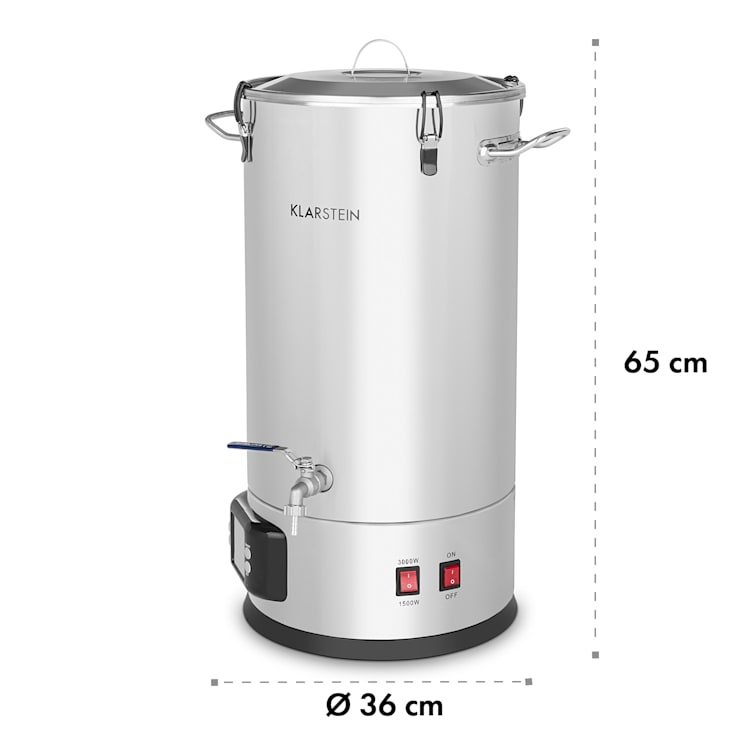 Maischfest Paiolo di Ammostatura 5 pz. 1500/3000W 25l LCD Touch Acciaio Inox 25 Ltr