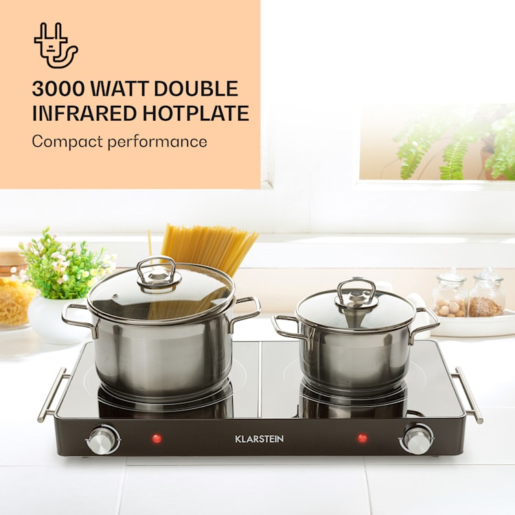 VariCook Duo Kookplaat 3000 W Roestvrijstalen behuizing Handgrepen Zwart