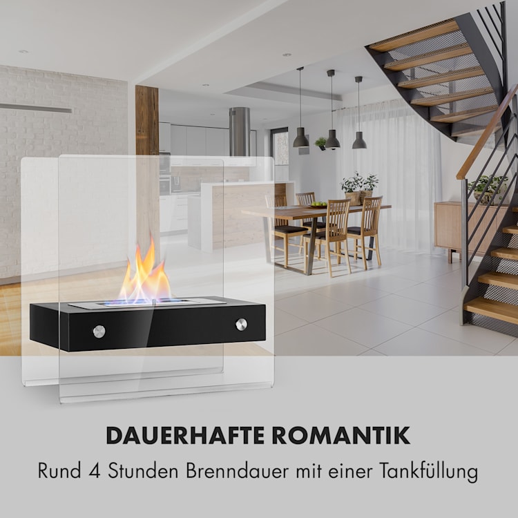 Phantasma Glassy Ethanol-Kamin rauchfrei Edelstahl-Brenner Edelstahl