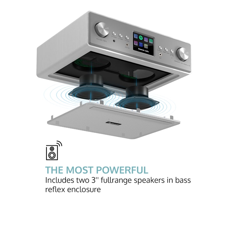 Connect Soundchef keuken-onderbouwradio internet DAB+ UKW 2x3" boxen wit Zonder tablethouder | Wit