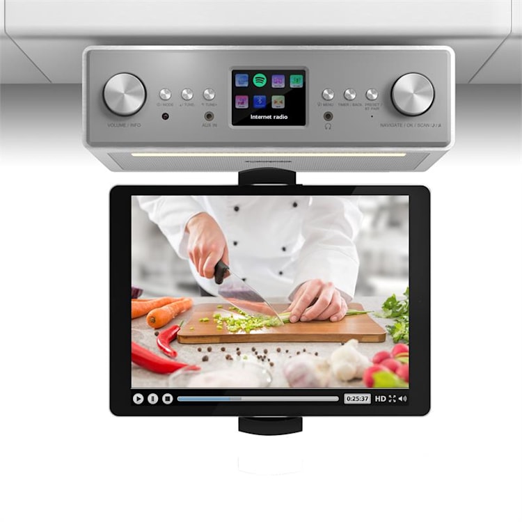Connect Soundchef, držalo za tablico, 13-22 cm, aluminij, 5 sklepov, črna barva
