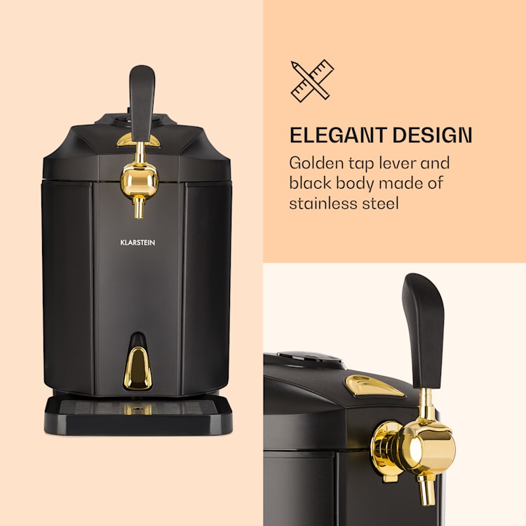 Distributeur de bière Skal Rafraîchisseur de bière fûts de 5 l CO2 inox noir Noir / Or Antique Métallisé