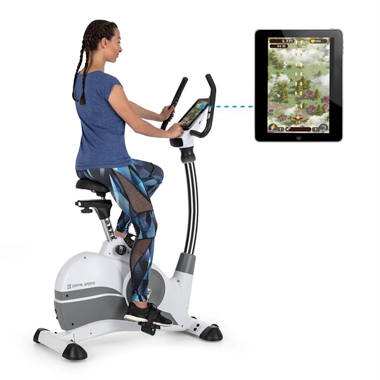 Arcadion Heimtrainer Gaming Bike Medidor de Pulso Bluetooth Halter de Barra Branco Branco