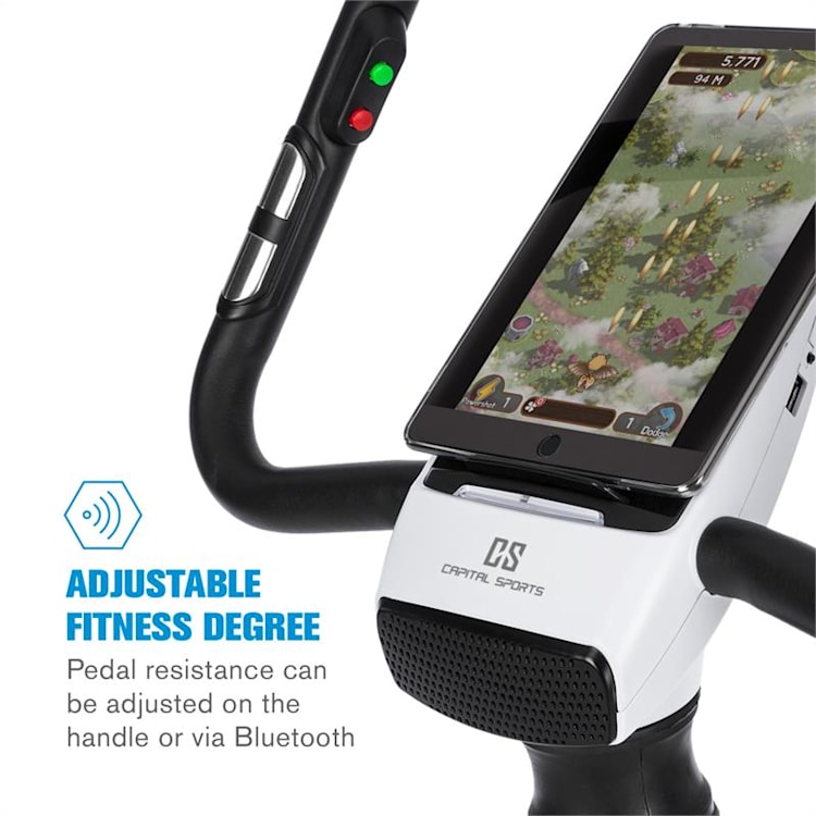 Arcadion Heimtrainer Gaming Bike Medidor de Pulso Bluetooth Halter de Barra Branco Branco