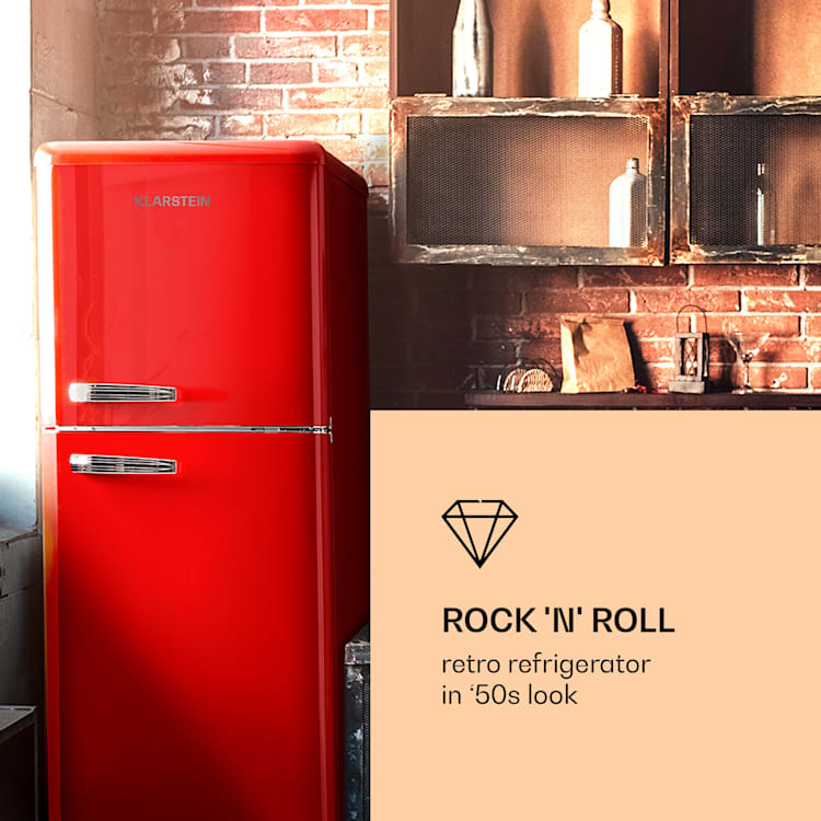 Audrey Retro Refrigerator Fridge & Freezer Combination 194 / 56 Litres Red