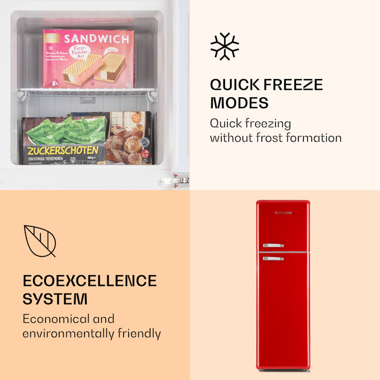 Audrey Retro Refrigerator Fridge & Freezer Combination 194 / 56 Litres Red