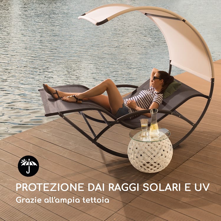 Divano a Dondolo Big Easy Nero, Resistente alle Intemperie 350 kg max. Protezione UV Nero
