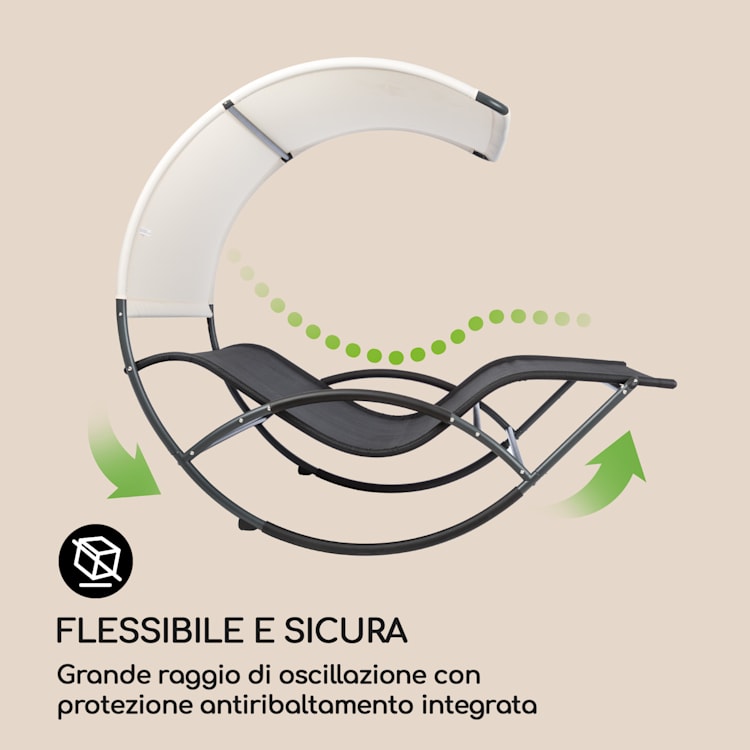 Divano a Dondolo Big Easy Nero, Resistente alle Intemperie 350 kg max. Protezione UV Nero