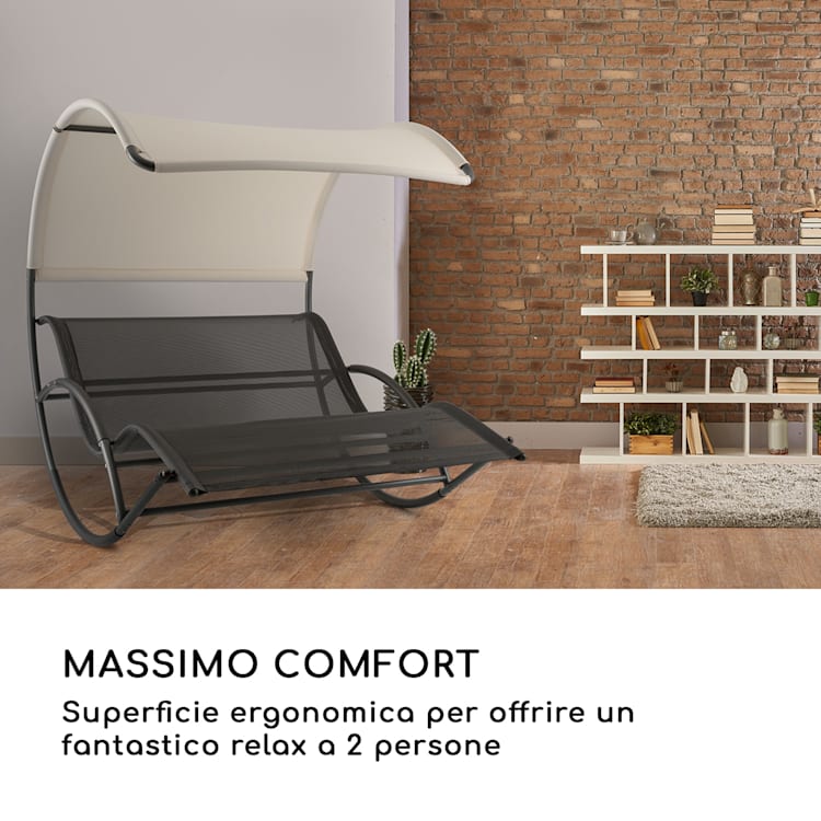 Divano a Dondolo Big Easy Nero, Resistente alle Intemperie 350 kg max. Protezione UV Nero