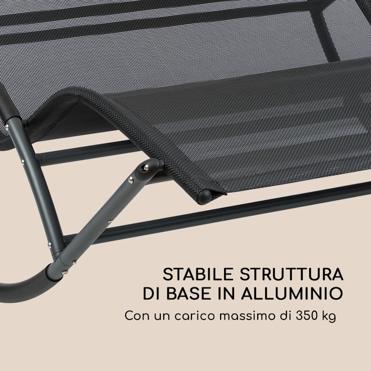 Divano a Dondolo Big Easy Nero, Resistente alle Intemperie 350 kg max. Protezione UV Nero