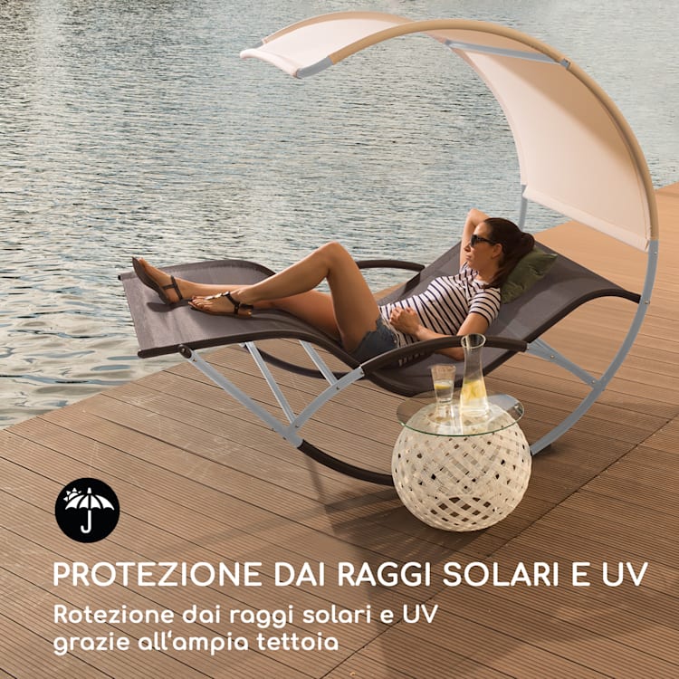 Divano a Dondolo Big Easy Argentato, Resistente alle Intemperie 350 kg max. Protezione UV Nero / Argento metallizzato