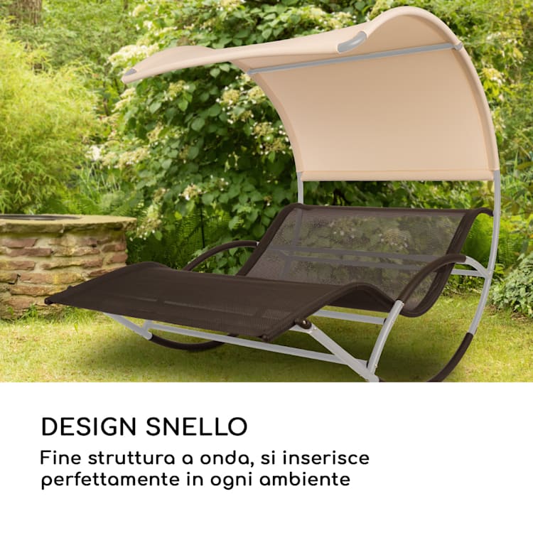 Divano a Dondolo Big Easy Argentato, Resistente alle Intemperie 350 kg max. Protezione UV Nero / Argento metallizzato