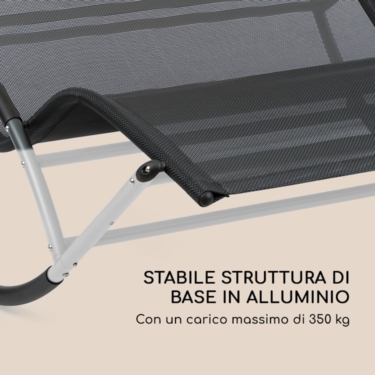 Divano a Dondolo Big Easy Argentato, Resistente alle Intemperie 350 kg max. Protezione UV Nero / Argento metallizzato