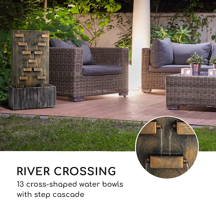 River Crossing, făntănă de grădină, mediu interior/exterior, pompă de 6 W, cablu de 10 m, metal zincat