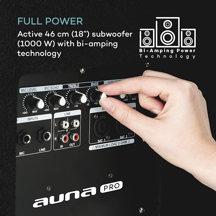 Cube 1812 2.1 Set PA Attivo, 1600 Watt, Subwoofer 18", 2 x Altoparlante 12" 1600 W