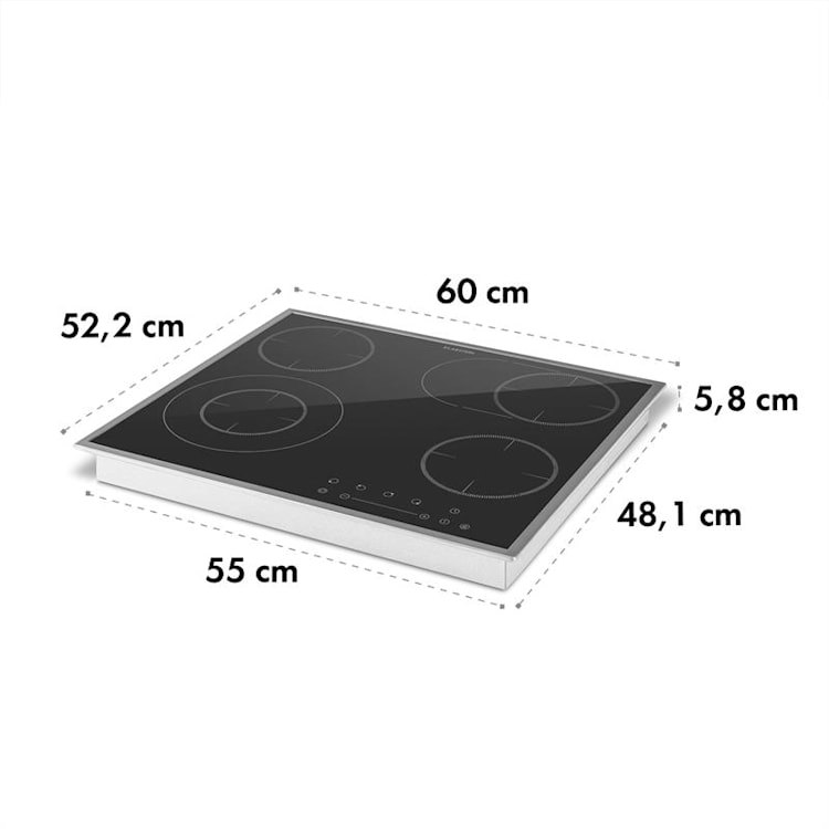 Virtuosa Slide, ugradbena ploča za kuhanje, 4 zone, 6600W, staklena keramika, ulašteni čelik