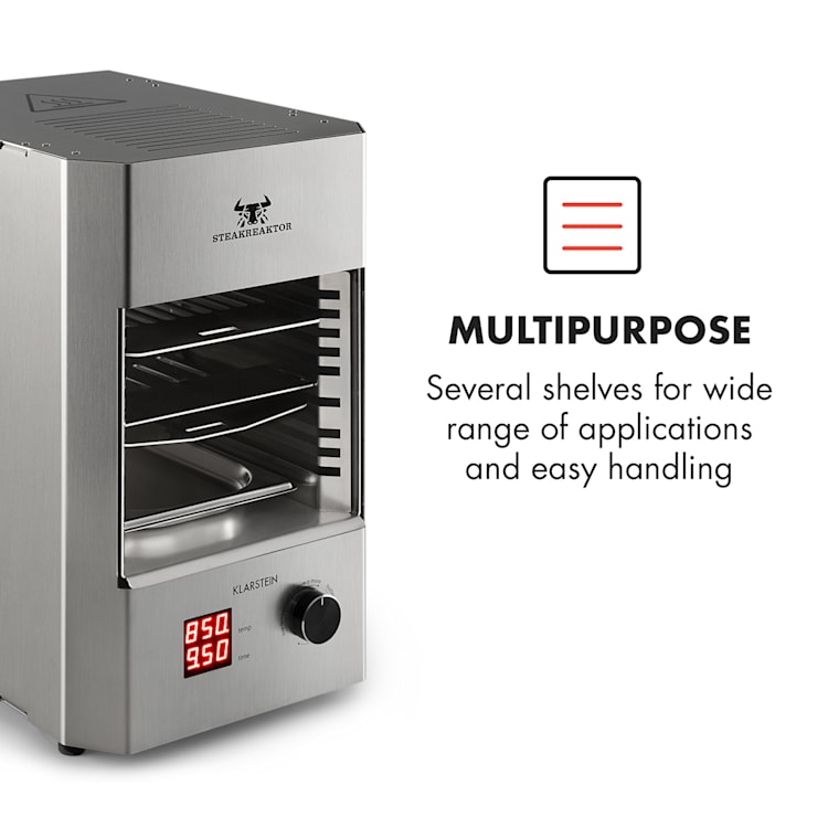 Steakreaktor 2.0 - ruostumatonta terästä - sisägrilli 1600 W 850 °C Ruostumaton Teräs