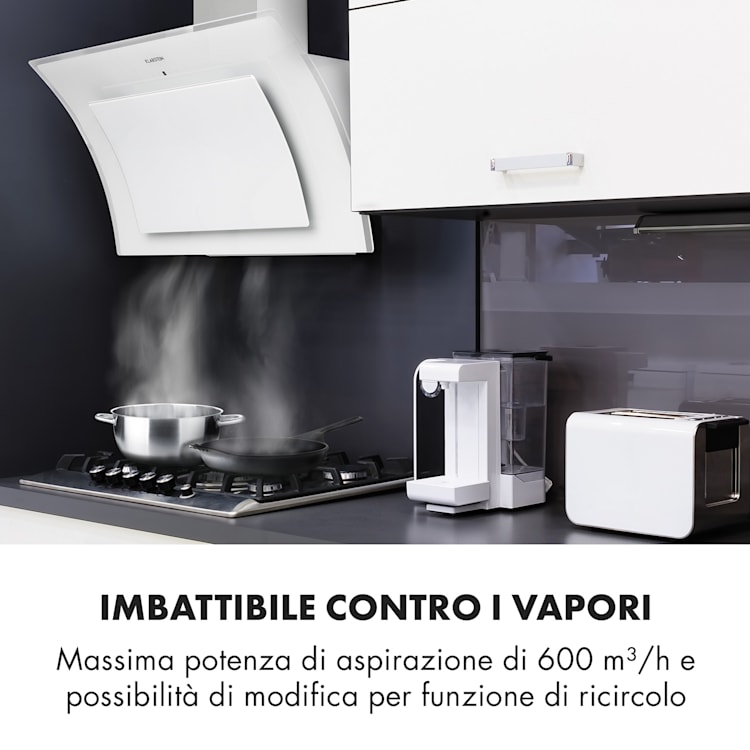 Sabia 90 Cappa Aspirante 90cm 600m³/h LED 3 Livelli di Potenza bianco