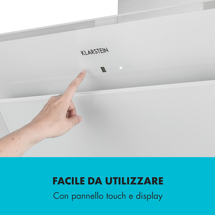 Sabia 90 Cappa Aspirante 90cm 600m³/h LED 3 Livelli di Potenza bianco