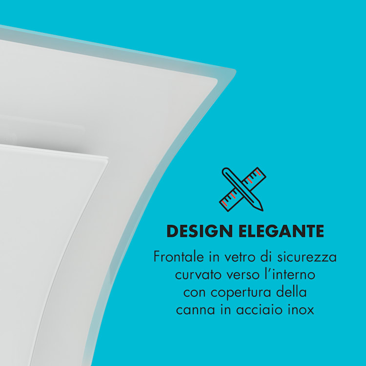 Sabia 90 Cappa Aspirante 90cm 600m³/h LED 3 Livelli di Potenza bianco
