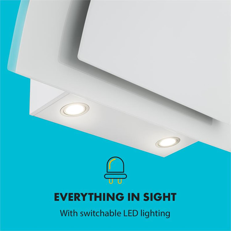 Sabia 90 Cooker Hood 90cm 600m³ / h LEDs 3 Power Levels White