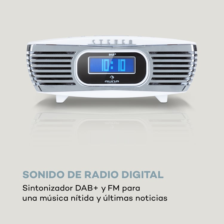 Dreamee DAB+ Radio despertador Reproductor de CD DAB+/FM CD-R/RW/MP3 AUX Retro Blanco Blanco / Plata Metalizada