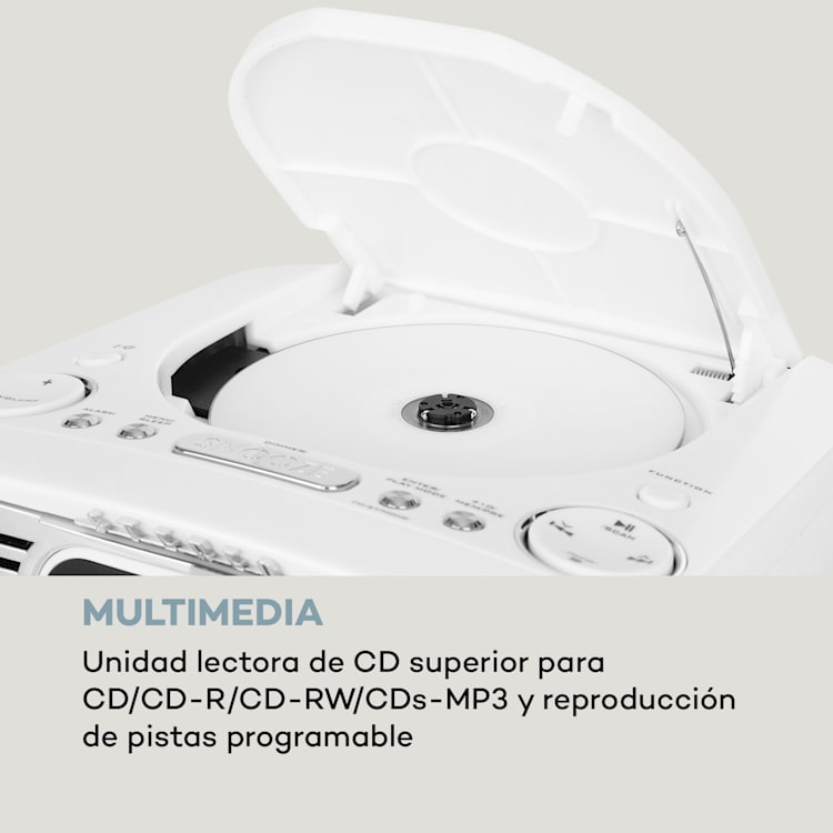 Dreamee DAB+ Radio despertador Reproductor de CD DAB+/FM CD-R/RW/MP3 AUX Retro Blanco Blanco / Plata Metalizada