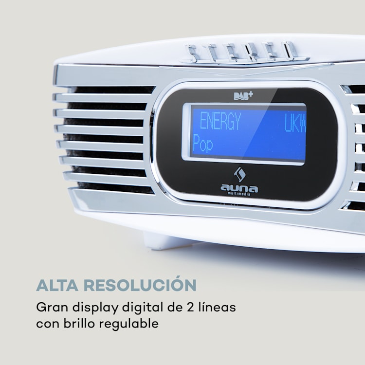 Dreamee DAB+ Radio despertador Reproductor de CD DAB+/FM CD-R/RW/MP3 AUX Retro Blanco Blanco / Plata Metalizada