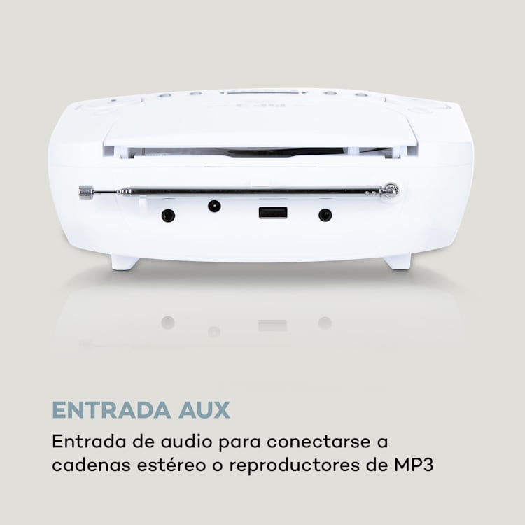 Dreamee DAB+ Radio despertador Reproductor de CD DAB+/FM CD-R/RW/MP3 AUX Retro Blanco Blanco / Plata Metalizada