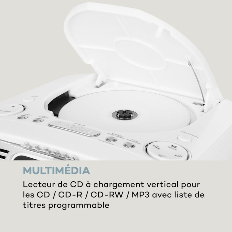 Dreamee radio-réveil DAB + lecteur CD DAB + / FM CD-R / RW / MP3 blanc Blanc / Argent Métallisé