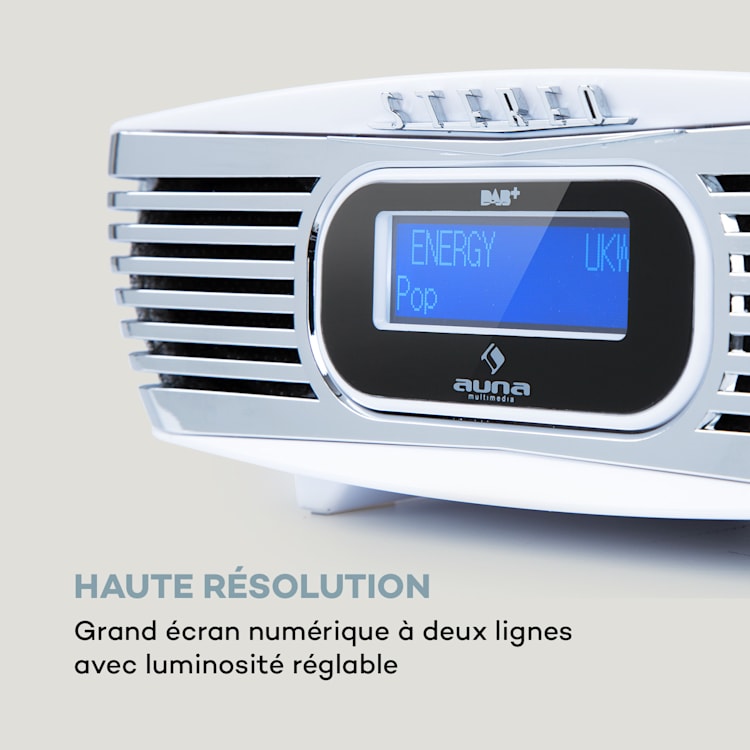 Dreamee radio-réveil DAB + lecteur CD DAB + / FM CD-R / RW / MP3 blanc Blanc / Argent Métallisé