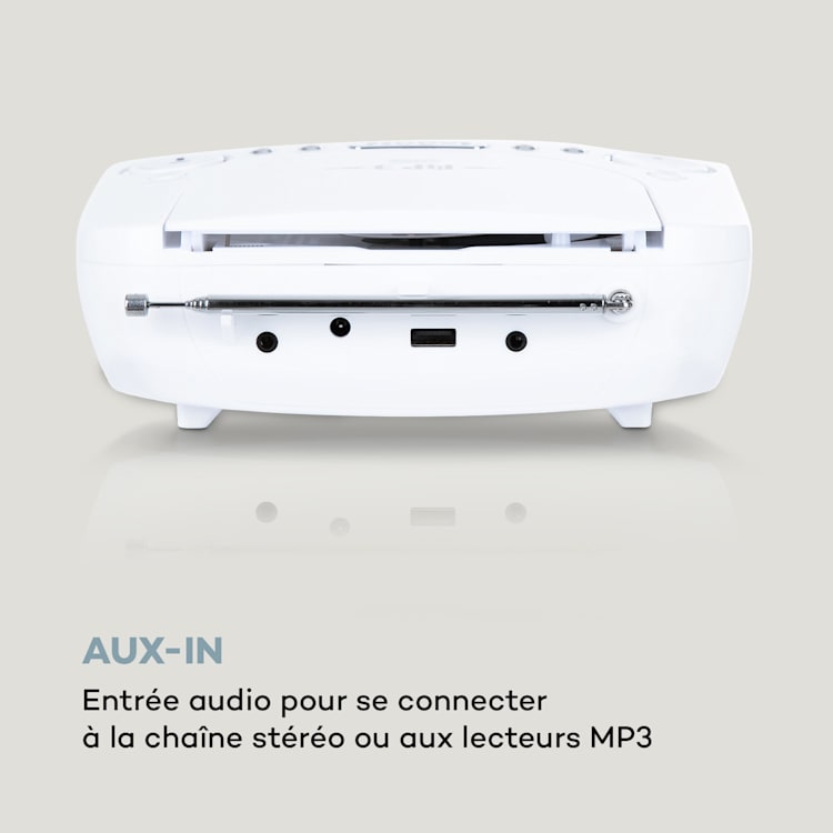 Dreamee radio-réveil DAB + lecteur CD DAB + / FM CD-R / RW / MP3 blanc Blanc / Argent Métallisé