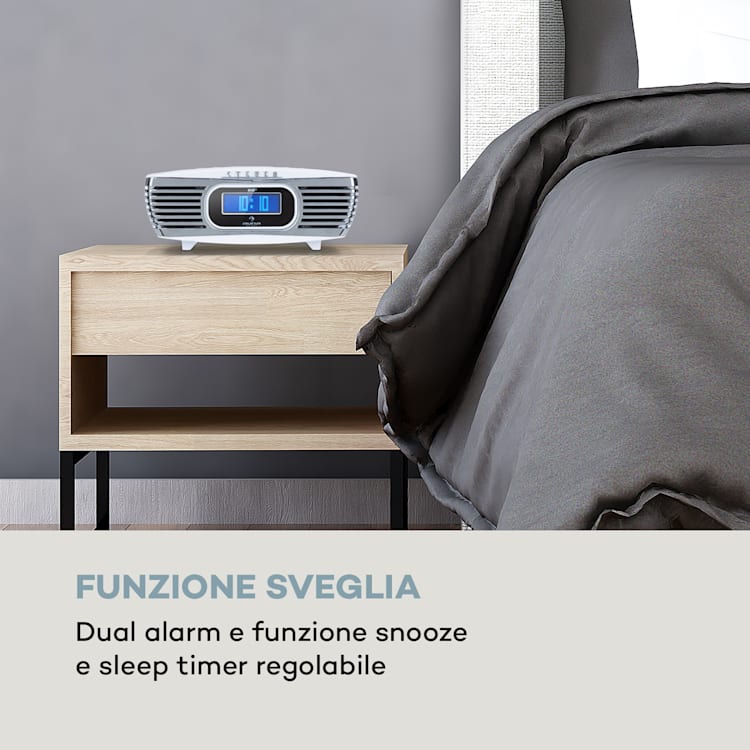 Dreamee DAB+ Radiosveglia Lettore CD DAB+/VHF CD-R/RW/MP3 AUX Retrò Bianco Bianco / Argento metallizzato