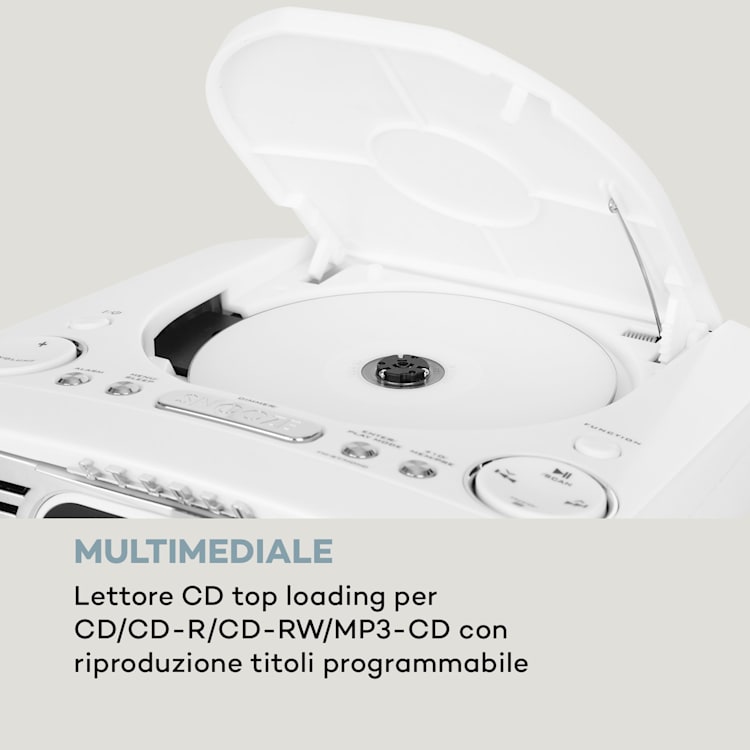 Dreamee DAB+ Radiosveglia Lettore CD DAB+/VHF CD-R/RW/MP3 AUX Retrò Bianco Bianco / Argento metallizzato