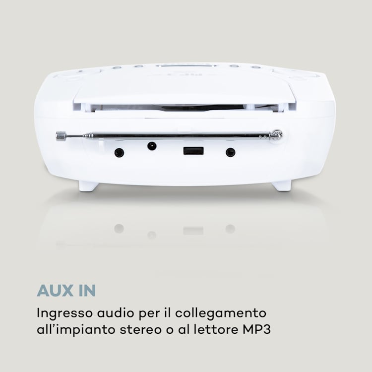 Dreamee DAB+ Radiosveglia Lettore CD DAB+/VHF CD-R/RW/MP3 AUX Retrò Bianco Bianco / Argento metallizzato