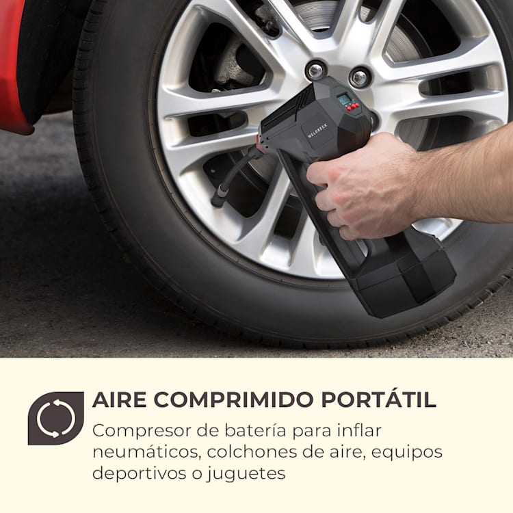 AirBuddy Bomba de aire con batería 120 W Luz LED Batería de 1500 mAh negro/rojo