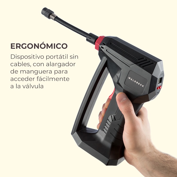 AirBuddy Bomba de aire con batería 120 W Luz LED Batería de 1500 mAh negro/rojo