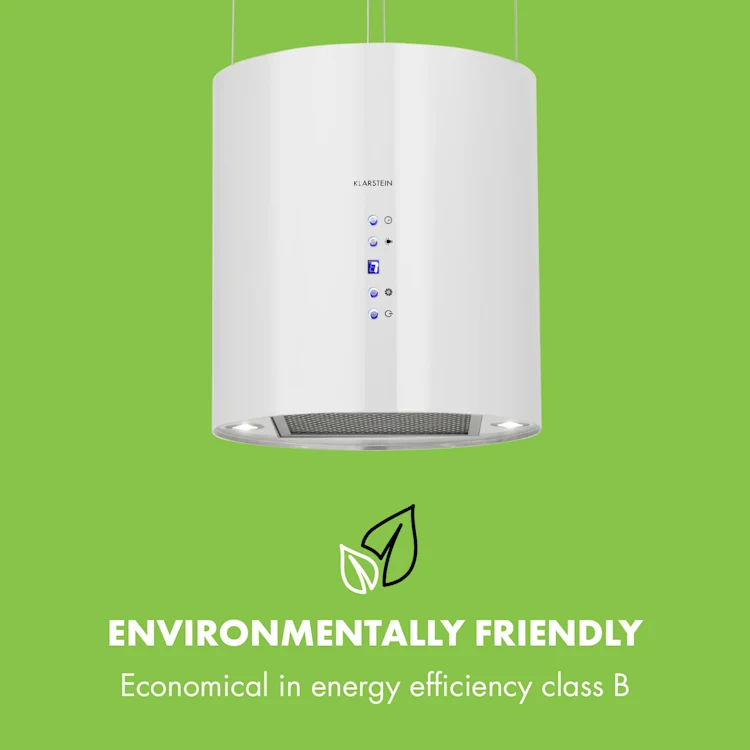 Barett island hood Ø35cm recirculation 558 m³/h LED activated charcoal filter White