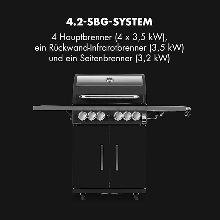 Tomahawk 4.2 SBG Gasgrill 6 Brenner 20,7 kW 64x42cm Grill Edelstahl 6 Brenner