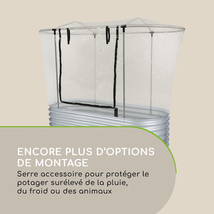 High Grow Top 160 Toit pour potager surélevé 160x115x80 Tube acier PVC 160 cm