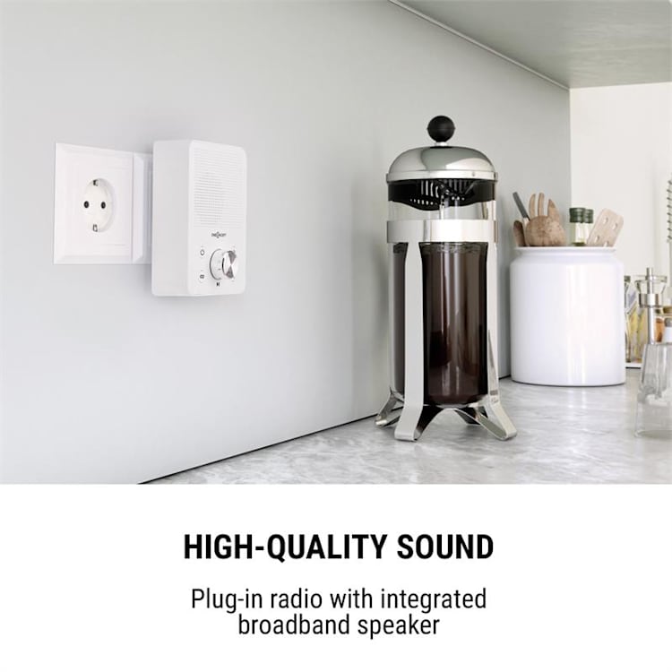 oneConcept Plug+Play FM Radio de enchufe Sintonizador FM USB Bluetooth Blanco Blanco