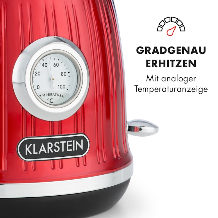 Cancan Wasserkocher 1,6L 1800-2150W Retro-Design 360° Gerätebasis rot Rot