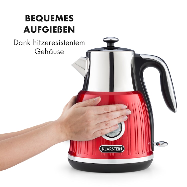 Cancan Wasserkocher 1,6L 1800-2150W Retro-Design 360° Gerätebasis rot Rot