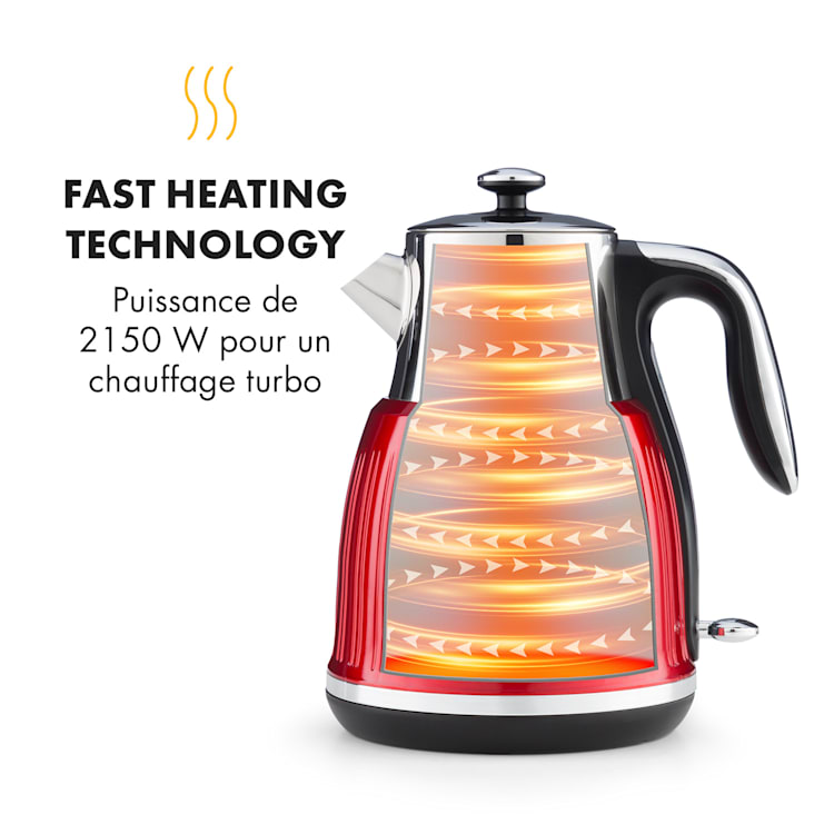 Cancan waterkoker 1.6L 1800-2150W retro design 360 basis rood Rood