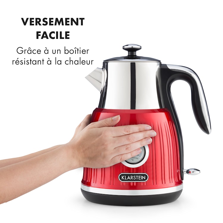 Cancan waterkoker 1.6L 1800-2150W retro design 360 basis rood Rood
