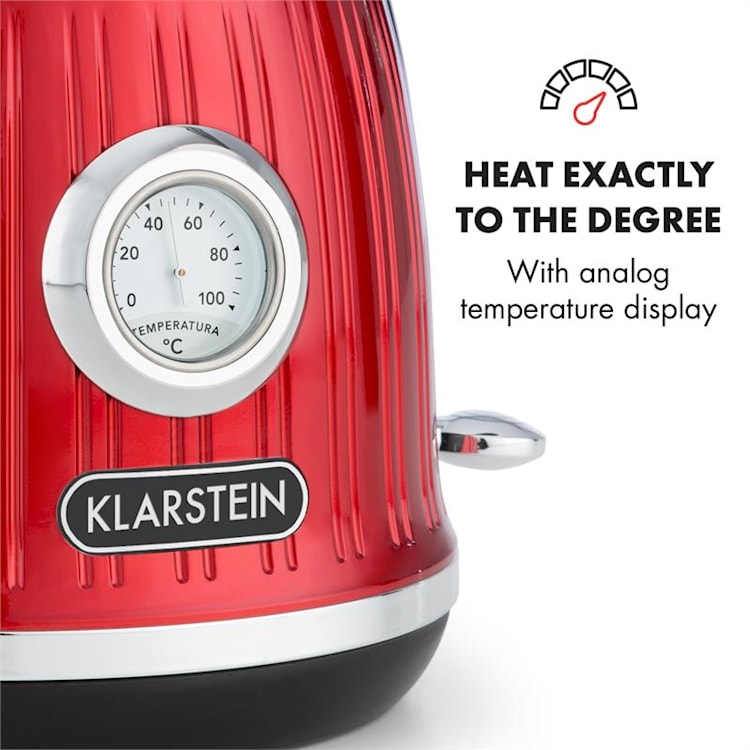 Cancan Vattenkokare 1,6L 1800-2150W Retro-Design 360° Basenhet röd Röd