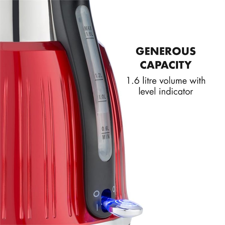 Cancan Vattenkokare 1,6L 1800-2150W Retro-Design 360° Basenhet röd Röd