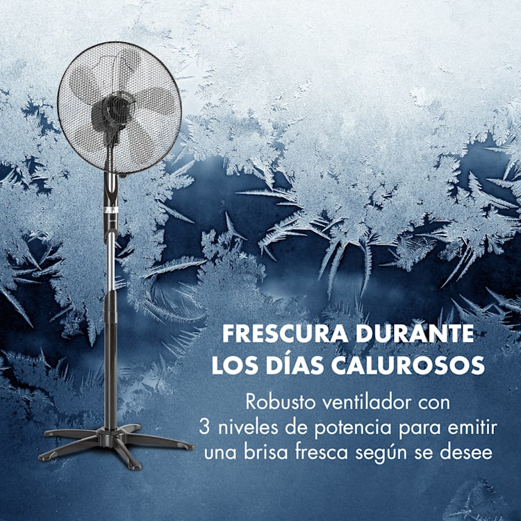 Summer Vibe Ventilador de pie de 16", 55W, 2040m³/h Oscilación de 65° Negro